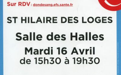 DON DU SANG – Saint Hilaire des Loges – Mercredi 16 avril